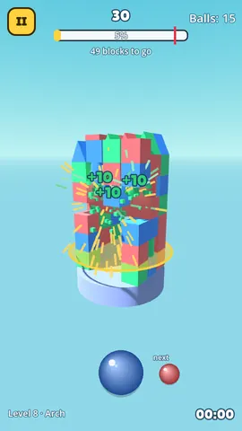 CubicTower — Level 8 · Arch — a chain of same-color blocks disappears
