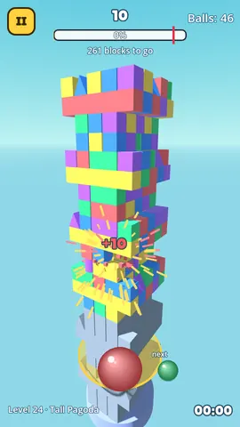 CubicTower — Level 24 · Tall Pagoda collapsing