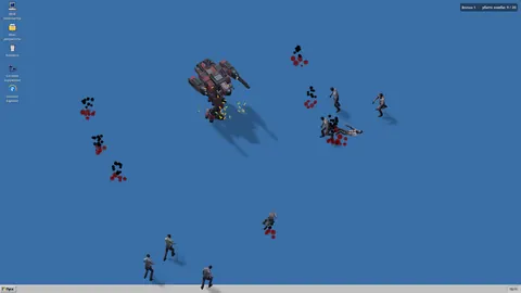 Desktop Mech — Zombies close in from every edge