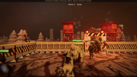 Tower Defense: Zombie — Disparo en primera persona desde una torreta contra un Bruto
