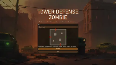 Tower Defense: Zombie — Menú de selección de mapa